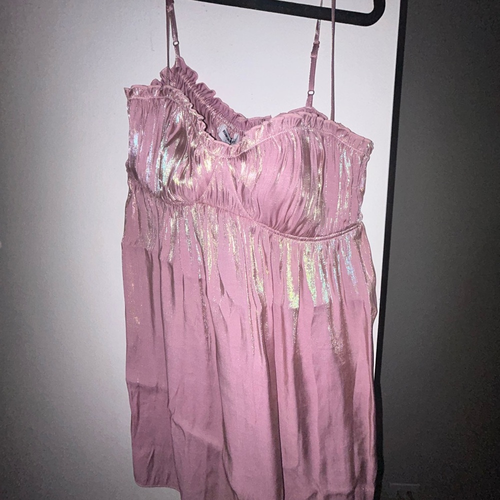NEW WITH TAGS!!!  Pink Metallic Babydoll Dress Size Large